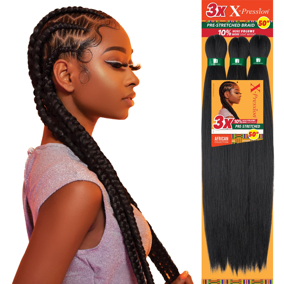 SENSATIONNEL 3X BRAIDING HAIR 50'' INCH COLOR 4