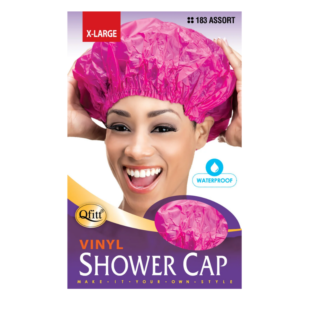 Q-Fitt Vinyl X-Large Shower Cap, PINK