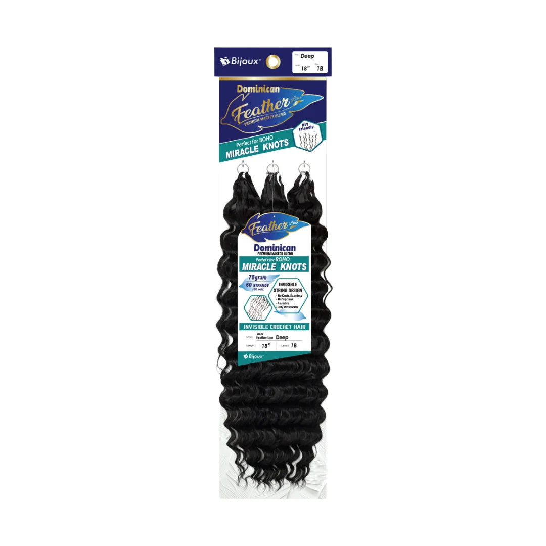 BEAUTY ELEMENTS DOMINICAN FEATHER PREMIUM MASTER BLEND MIRACLE KNOTS DEEP 18'' COLOR 1B