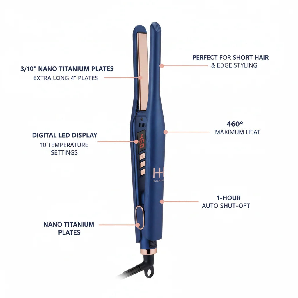 HOT & HOTTER 3/10'' NANO TITANIUM DIGITAL PENCIL FLAT IRON #5938