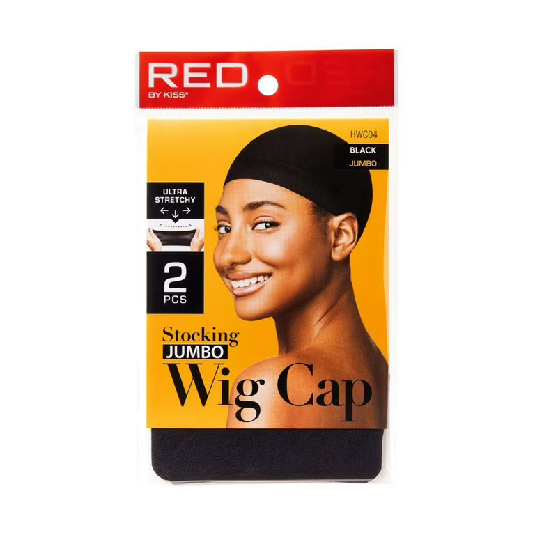 RED STOCKING WIG CAP JUMBO 2 PCS BLACK