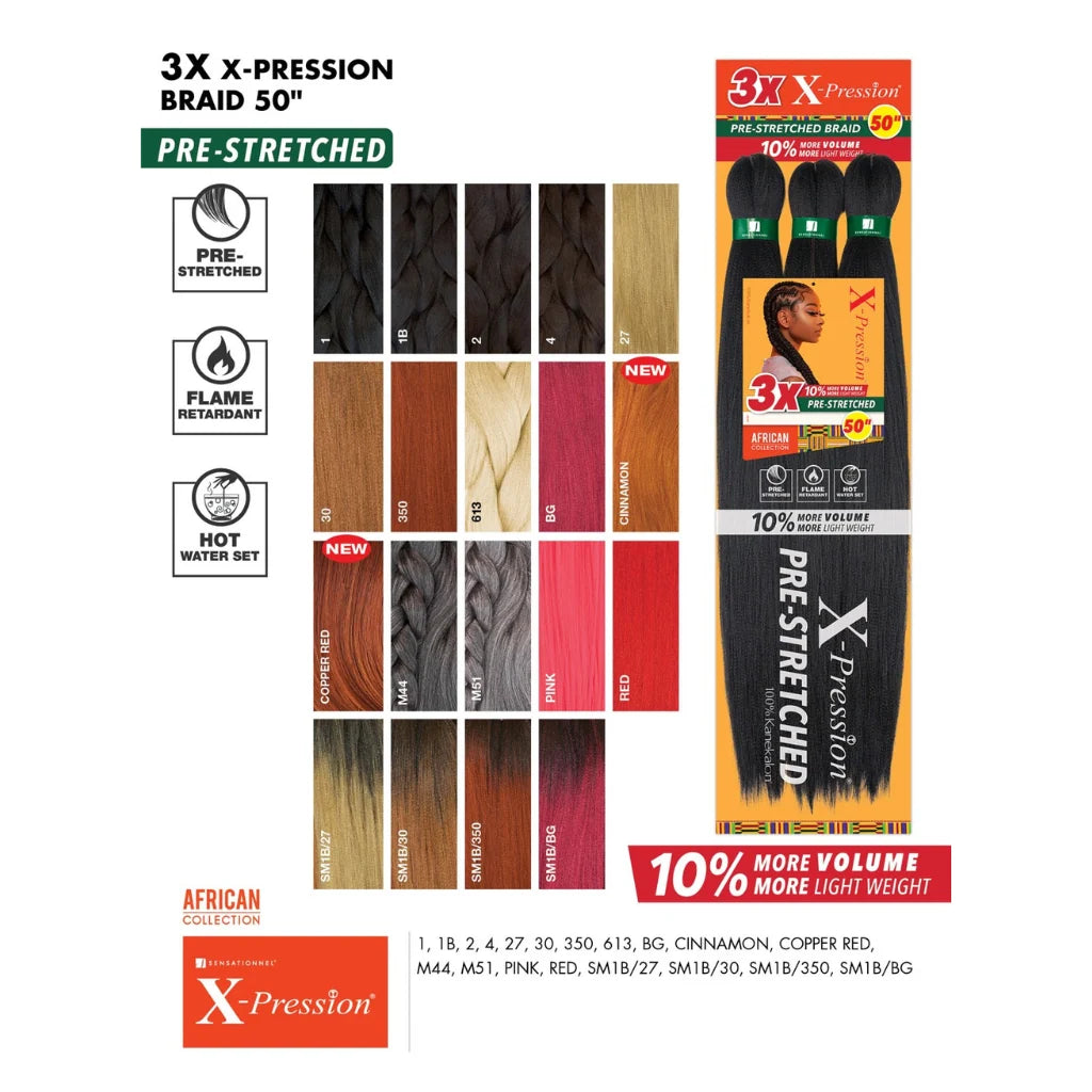XPRESSION OUTRE PRE-STRETECHED BRAID HAIR COLOR 30 - 50''