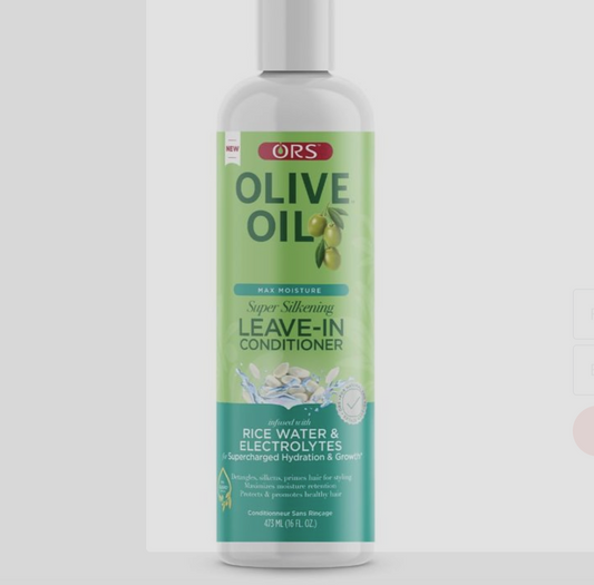 ORS OLIVE OIL SUPER SILKENING LEAVE IN CONDITIONER W/ RICE WATER & ELECTROLYTES 16 OZ