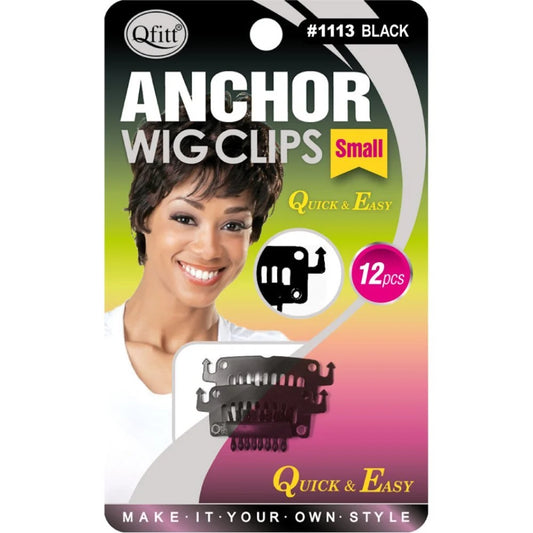 QFITT ANCHOR WIG CLIPS SMALL #1113 BLACK